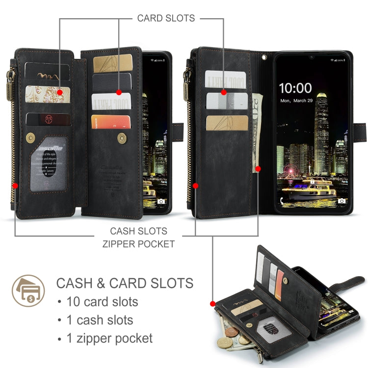 For Samsung Galaxy A16 5G CaseMe C30 Card Slots Zipper Wallet Leather Phone Case