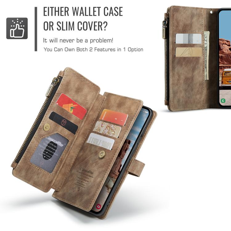 For Samsung Galaxy S25 5G CaseMe C30 Card Slots Zipper Wallet Leather Phone Case