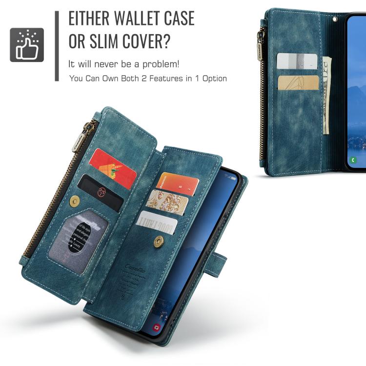 For Samsung Galaxy S25 5G CaseMe C30 Card Slots Zipper Wallet Leather Phone Case