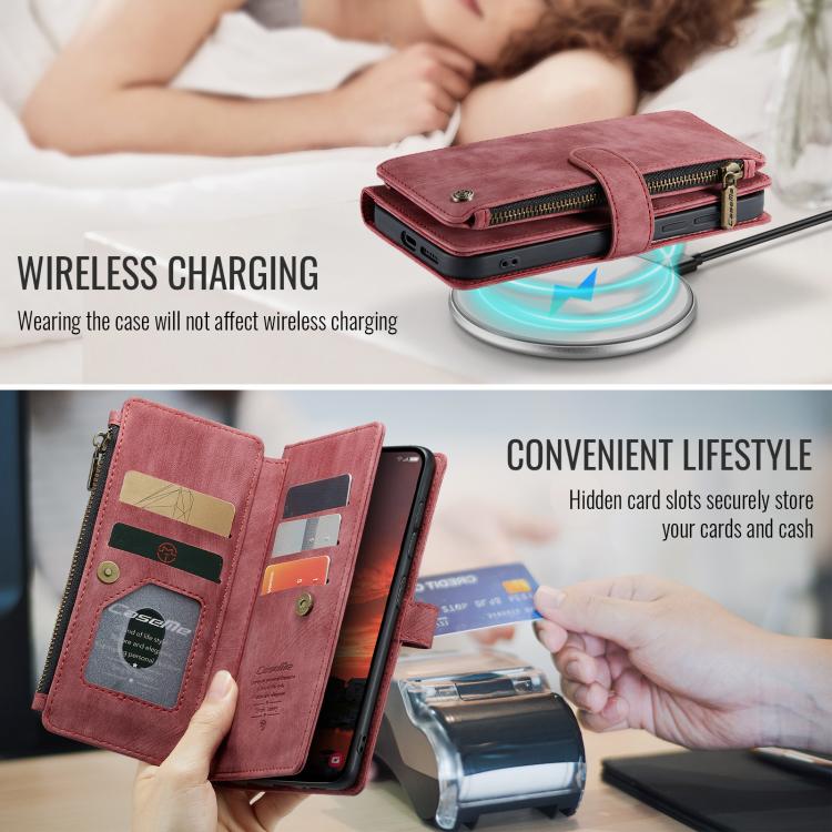 For Samsung Galaxy S25 5G CaseMe C30 Card Slots Zipper Wallet Leather Phone Case