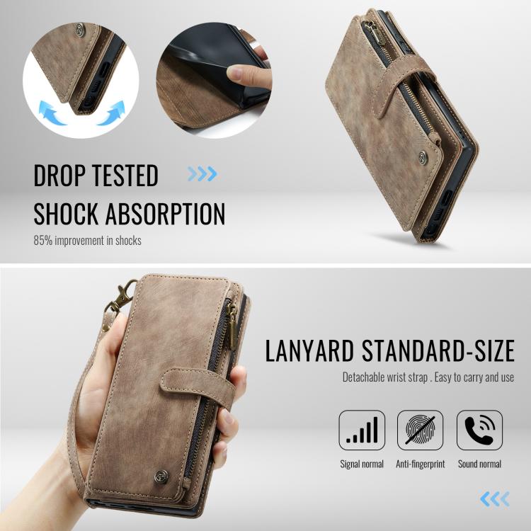 For Samsung Galaxy S25 Ultra 5G CaseMe C30 Card Slots Zipper Wallet Leather Phone Case