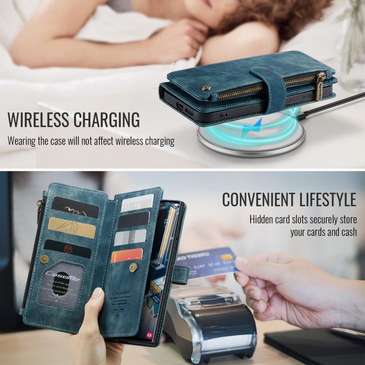 For Samsung Galaxy S25 Ultra 5G CaseMe C30 Card Slots Zipper Wallet Leather Phone Case