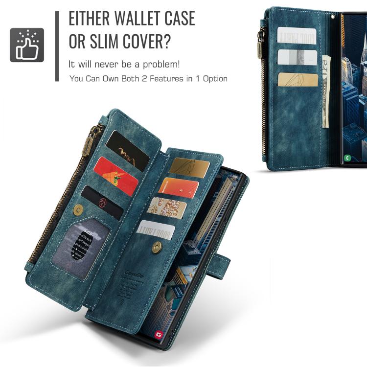 For Samsung Galaxy S25 Ultra 5G CaseMe C30 Card Slots Zipper Wallet Leather Phone Case