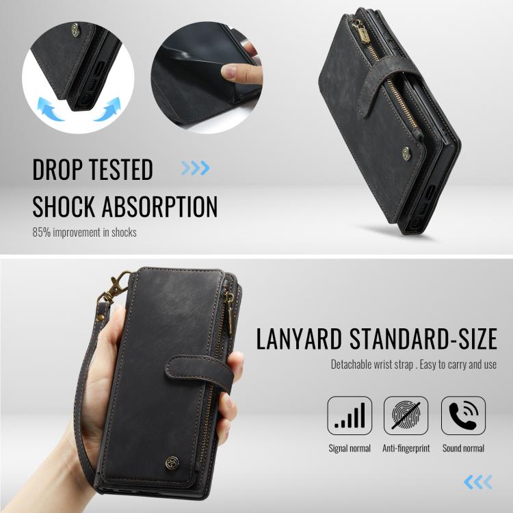 For Samsung Galaxy S25 Ultra 5G CaseMe C30 Card Slots Zipper Wallet Leather Phone Case