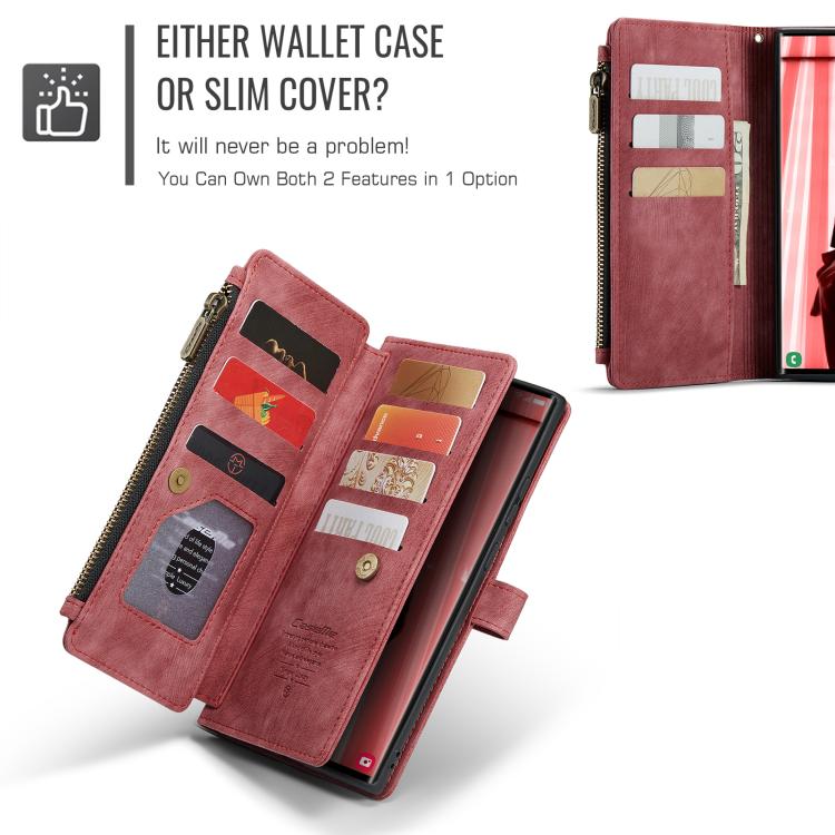 For Samsung Galaxy S25 Ultra 5G CaseMe C30 Card Slots Zipper Wallet Leather Phone Case