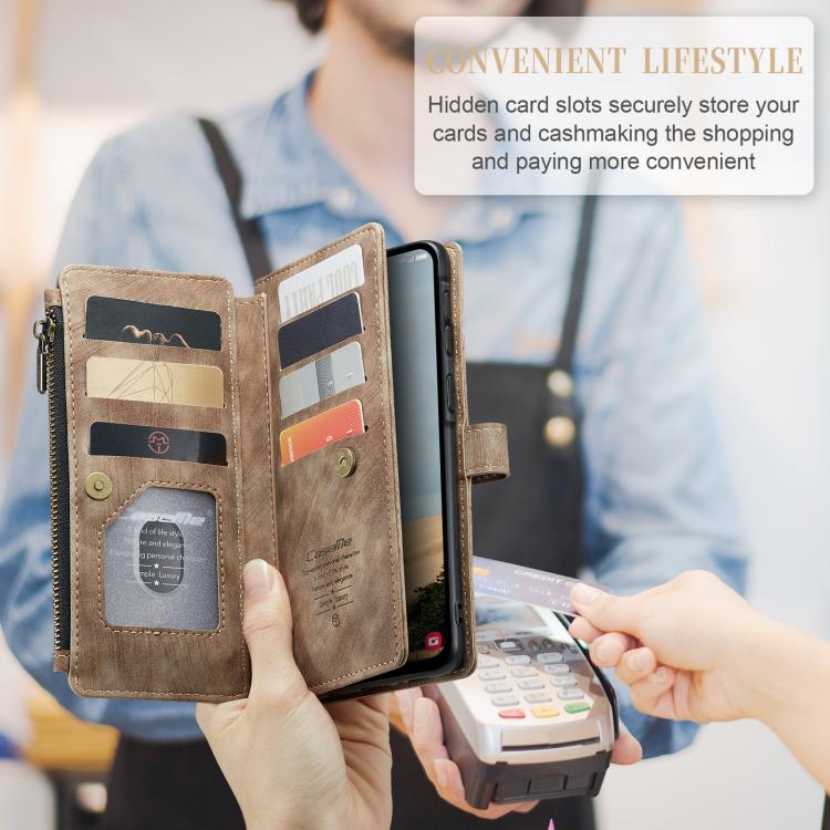 For Samsung Galaxy A36 CaseMe C30 Card Slots Zipper Wallet Leather Phone Case
