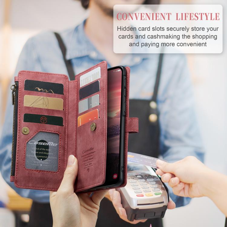 For Samsung Galaxy A36 CaseMe C30 Card Slots Zipper Wallet Leather Phone Case