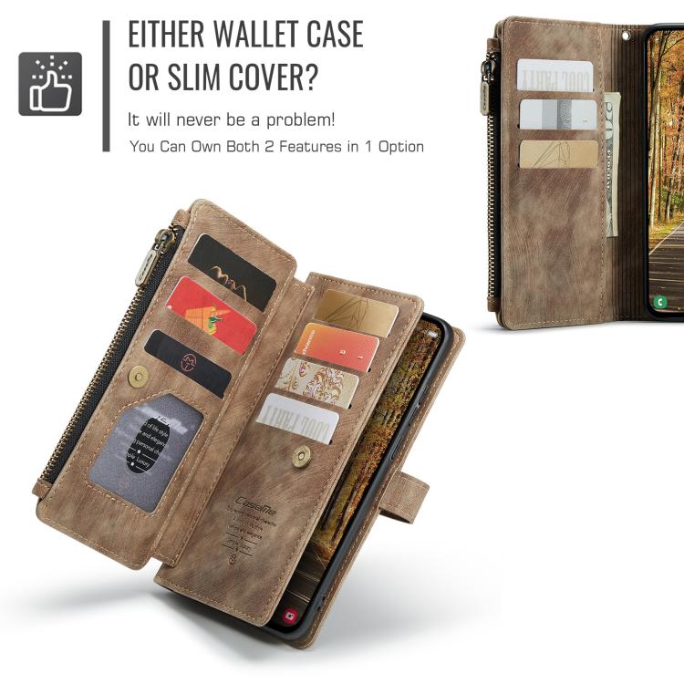 For Samsung Galaxy S25 Edge 5G CaseMe C30 Card Slots Zipper Wallet Leather Phone Case