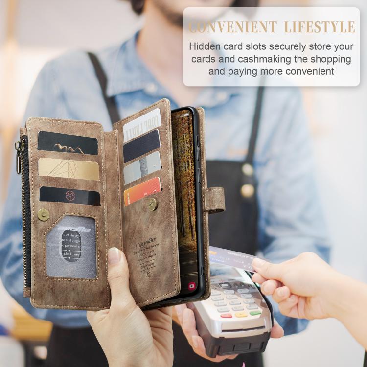 For Samsung Galaxy S25 Edge 5G CaseMe C30 Card Slots Zipper Wallet Leather Phone Case