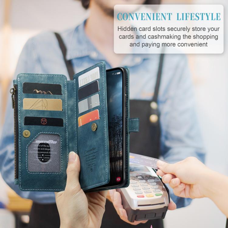 For Samsung Galaxy S25 Edge 5G CaseMe C30 Card Slots Zipper Wallet Leather Phone Case