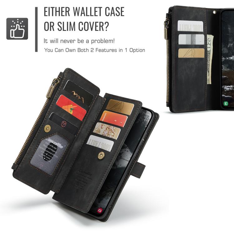 For Samsung Galaxy S25 Edge 5G CaseMe C30 Card Slots Zipper Wallet Leather Phone Case