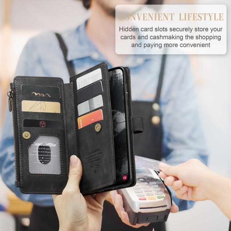 For Samsung Galaxy S25 Edge 5G CaseMe C30 Card Slots Zipper Wallet Leather Phone Case
