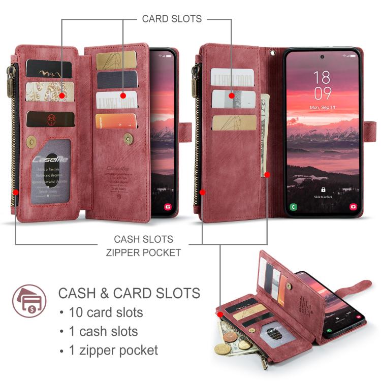 For Samsung Galaxy S25 Edge 5G CaseMe C30 Card Slots Zipper Wallet Leather Phone Case