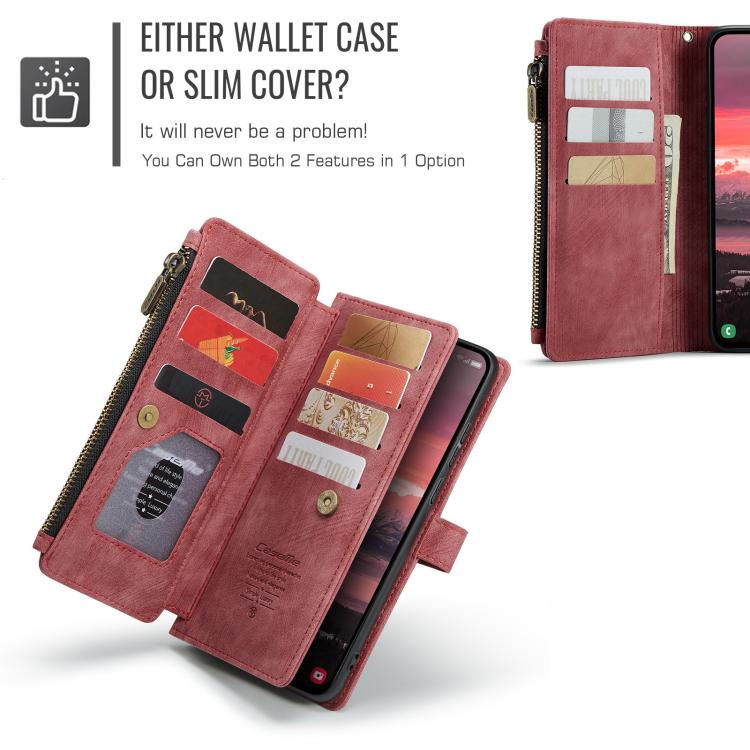 For Samsung Galaxy S25 Edge 5G CaseMe C30 Card Slots Zipper Wallet Leather Phone Case