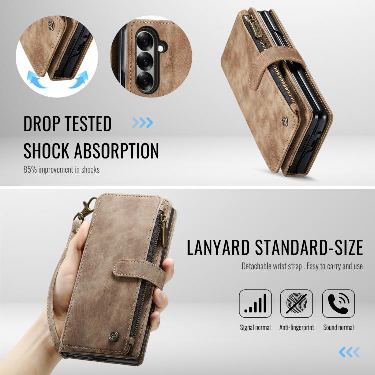 For Samsung Galaxy Z Fold7 CaseMe C30 Card Slots Zipper Wallet Leather Phone Case