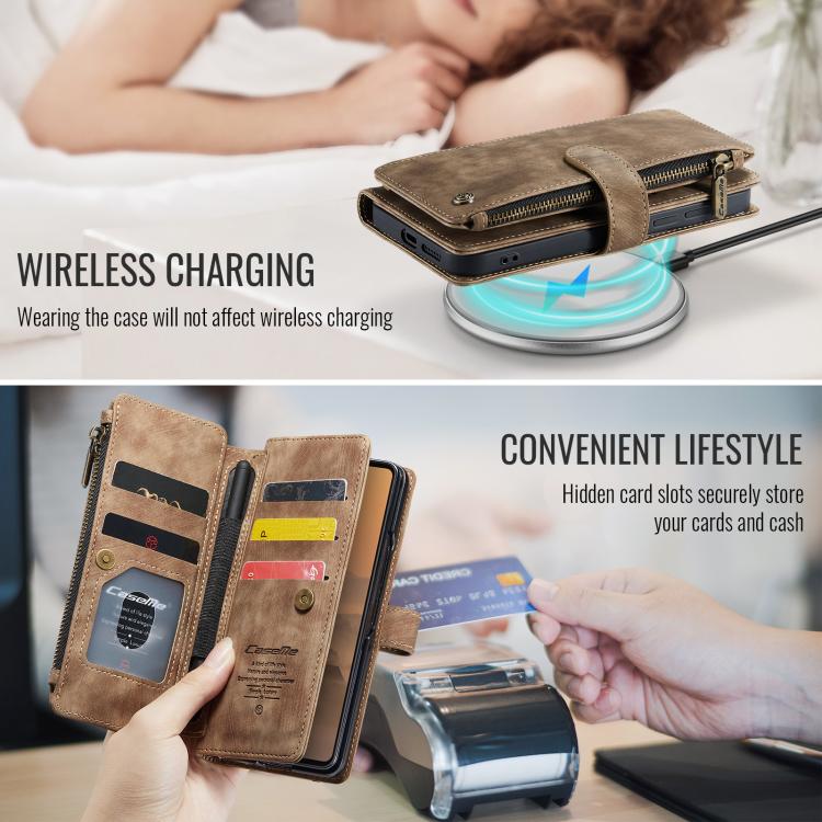 For Samsung Galaxy Z Fold7 CaseMe C30 Card Slots Zipper Wallet Leather Phone Case