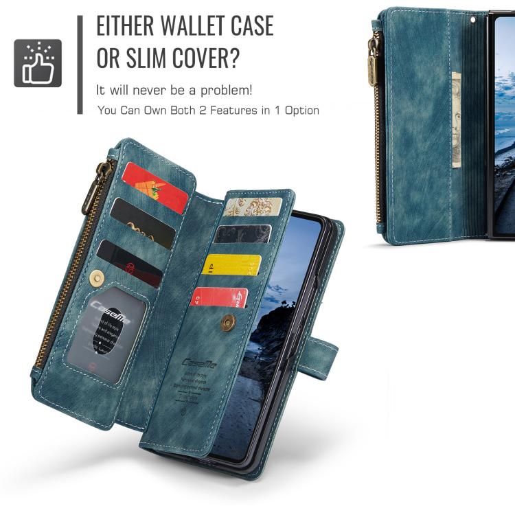 For Samsung Galaxy Z Fold7 CaseMe C30 Card Slots Zipper Wallet Leather Phone Case