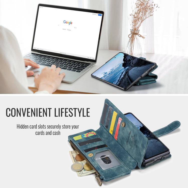 For Samsung Galaxy Z Fold7 CaseMe C30 Card Slots Zipper Wallet Leather Phone Case