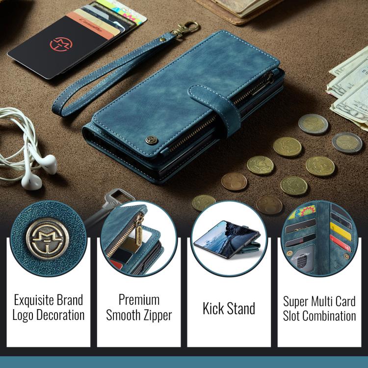 For Samsung Galaxy Z Fold7 CaseMe C30 Card Slots Zipper Wallet Leather Phone Case