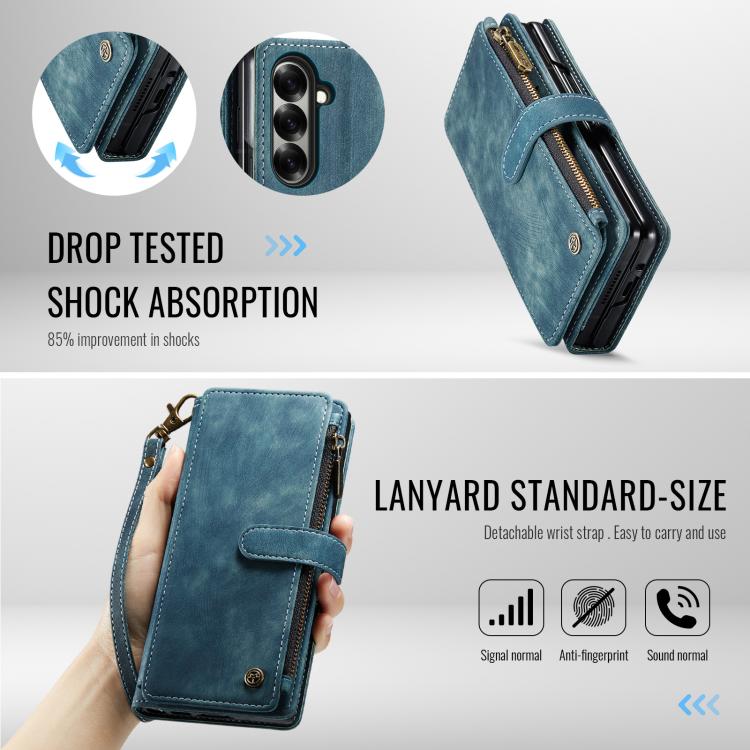 For Samsung Galaxy Z Fold7 CaseMe C30 Card Slots Zipper Wallet Leather Phone Case