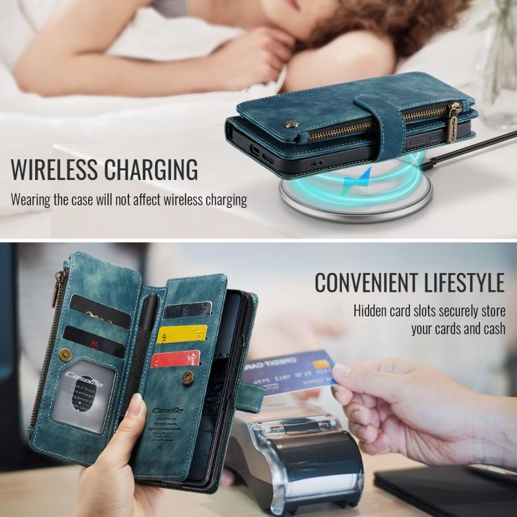 For Samsung Galaxy Z Fold7 CaseMe C30 Card Slots Zipper Wallet Leather Phone Case