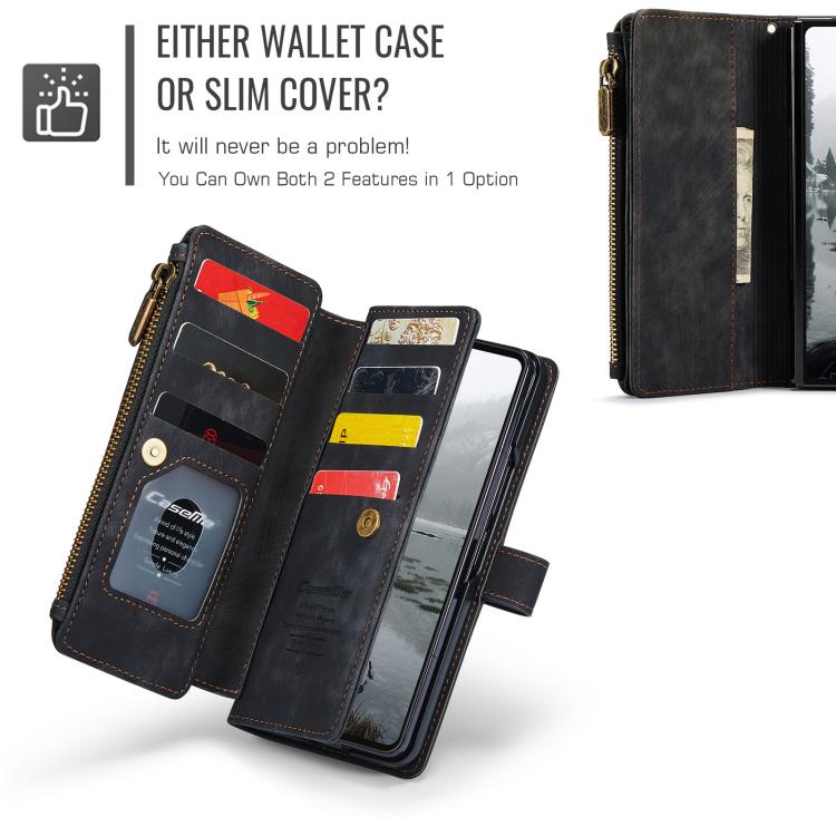 For Samsung Galaxy Z Fold7 CaseMe C30 Card Slots Zipper Wallet Leather Phone Case
