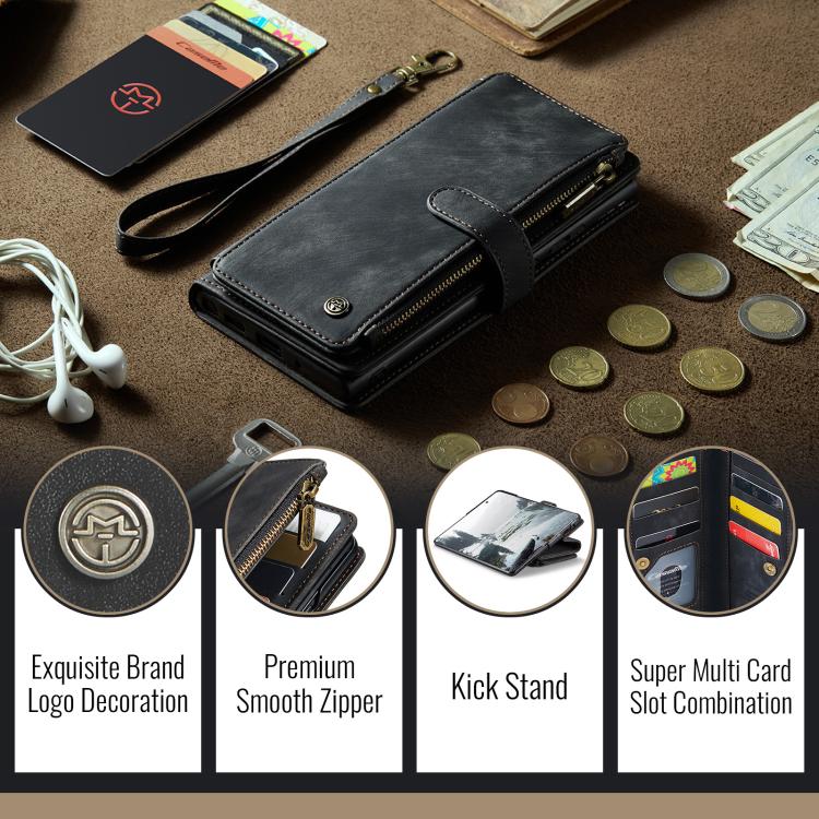 For Samsung Galaxy Z Fold7 CaseMe C30 Card Slots Zipper Wallet Leather Phone Case