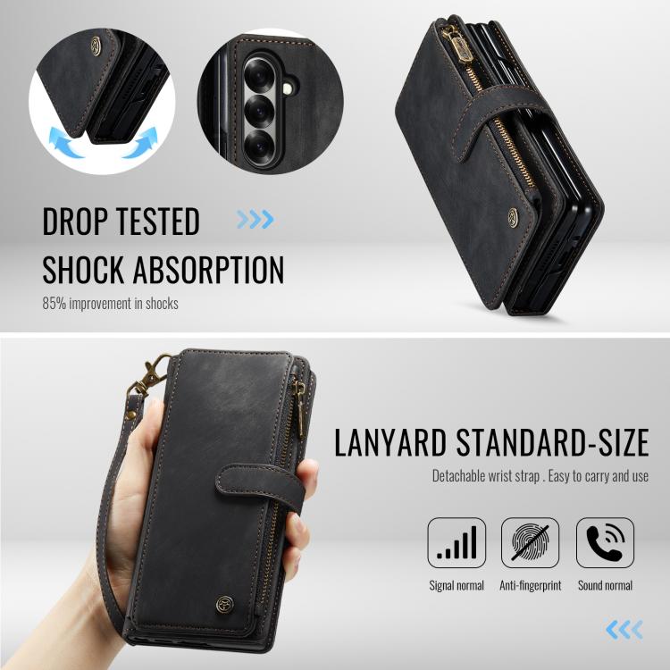 For Samsung Galaxy Z Fold7 CaseMe C30 Card Slots Zipper Wallet Leather Phone Case