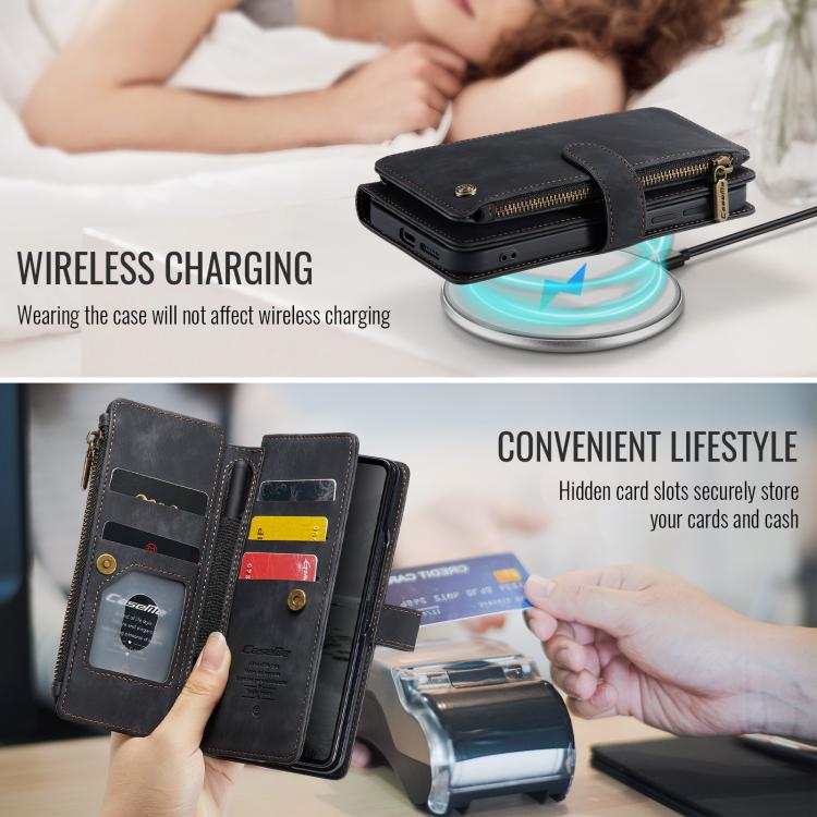 For Samsung Galaxy Z Fold7 CaseMe C30 Card Slots Zipper Wallet Leather Phone Case