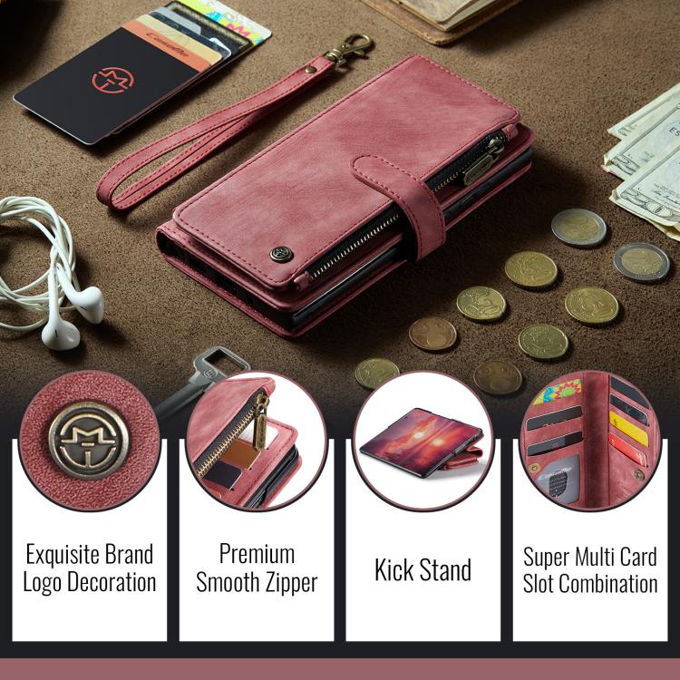 For Samsung Galaxy Z Fold7 CaseMe C30 Card Slots Zipper Wallet Leather Phone Case