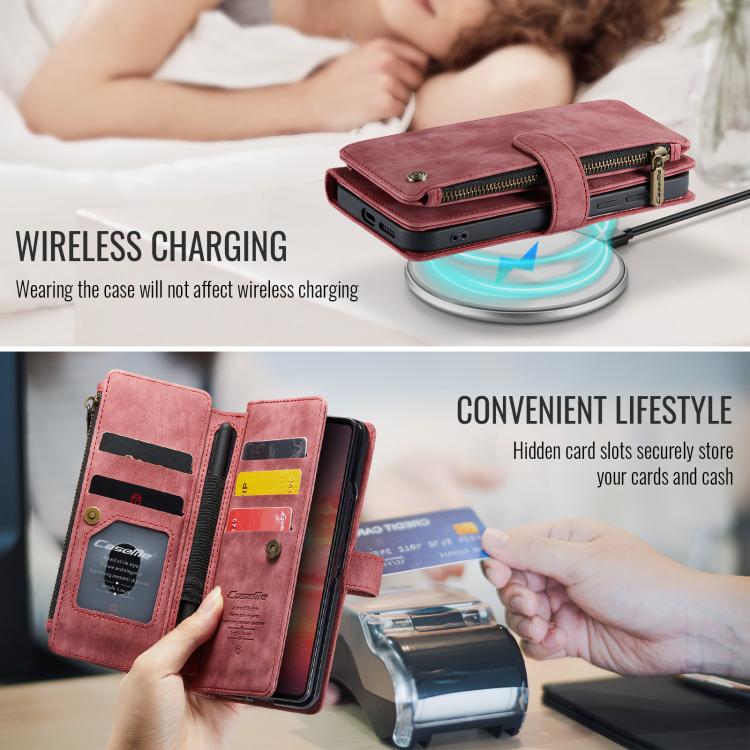 For Samsung Galaxy Z Fold7 CaseMe C30 Card Slots Zipper Wallet Leather Phone Case