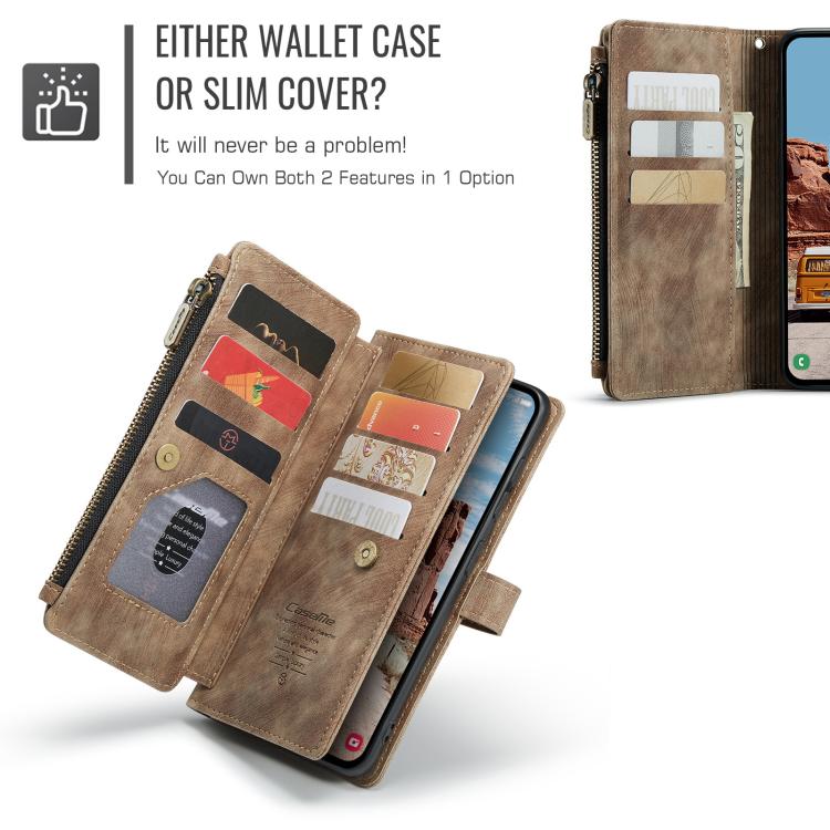 For Samsung Galaxy S25 FE 5G CaseMe C30 Card Slots Zipper Wallet Leather Phone Case