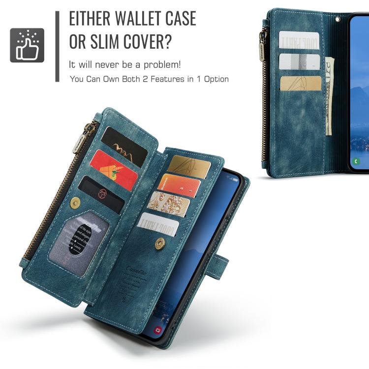 For Samsung Galaxy S25 FE 5G CaseMe C30 Card Slots Zipper Wallet Leather Phone Case