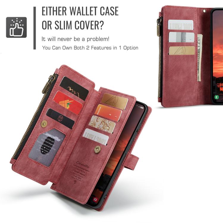 For Samsung Galaxy S25 FE 5G CaseMe C30 Card Slots Zipper Wallet Leather Phone Case