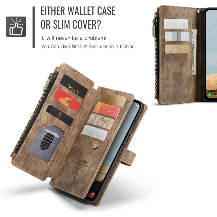 For Samsung Galaxy A17 4G CaseMe C30 Card Slots Zipper Wallet Leather Phone Case