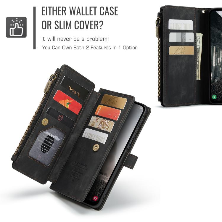 For Samsung Galaxy A17 4G CaseMe C30 Card Slots Zipper Wallet Leather Phone Case