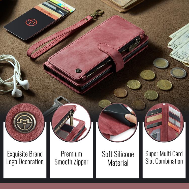 For Samsung Galaxy A17 4G CaseMe C30 Card Slots Zipper Wallet Leather Phone Case