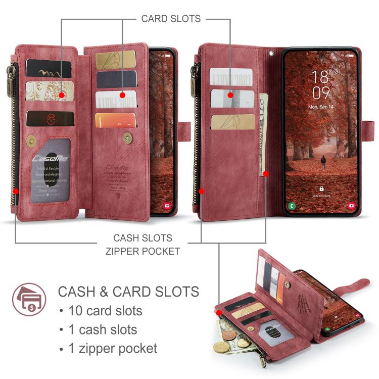 For Samsung Galaxy S26 5G CaseMe C30 Card Slots Zipper Wallet Leather Phone Case