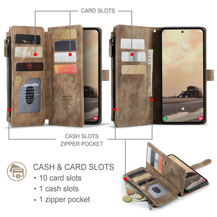 For Samsung Galaxy S26 Ultra 5G CaseMe C30 Card Slots Zipper Wallet Leather Phone Case