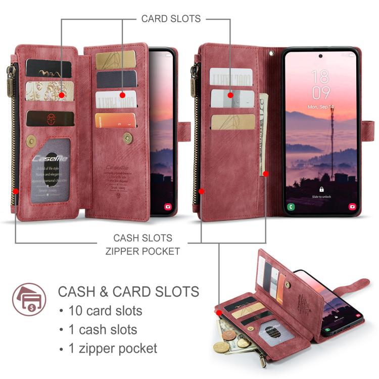 For Samsung Galaxy S26 Ultra 5G CaseMe C30 Card Slots Zipper Wallet Leather Phone Case