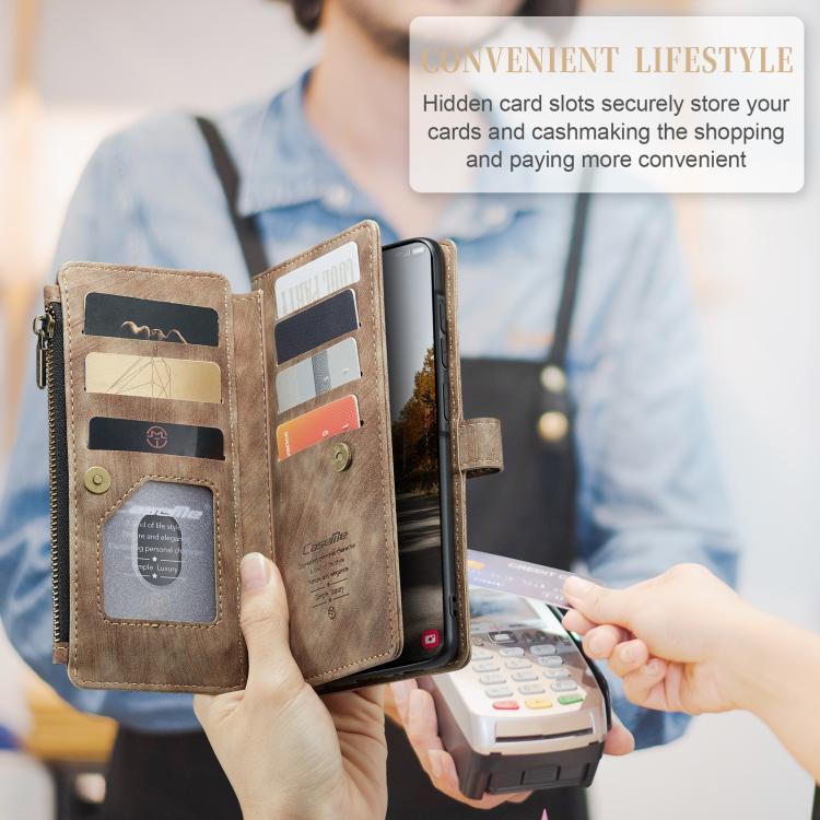 For Samsung Galaxy A37 5G CaseMe C30 Card Slots Zipper Wallet Leather Phone Case
