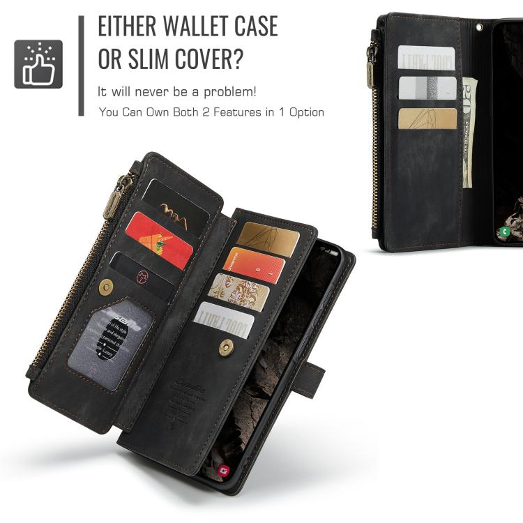For Samsung Galaxy A37 5G CaseMe C30 Card Slots Zipper Wallet Leather Phone Case