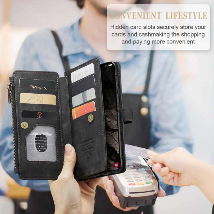 For Samsung Galaxy A37 5G CaseMe C30 Card Slots Zipper Wallet Leather Phone Case
