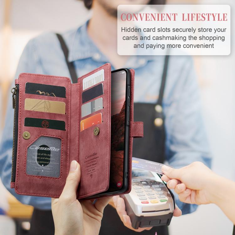 For Samsung Galaxy A37 5G CaseMe C30 Card Slots Zipper Wallet Leather Phone Case