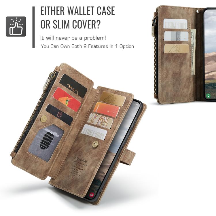 For Samsung Galaxy A57 5G CaseMe C30 Card Slots Zipper Wallet Leather Phone Case
