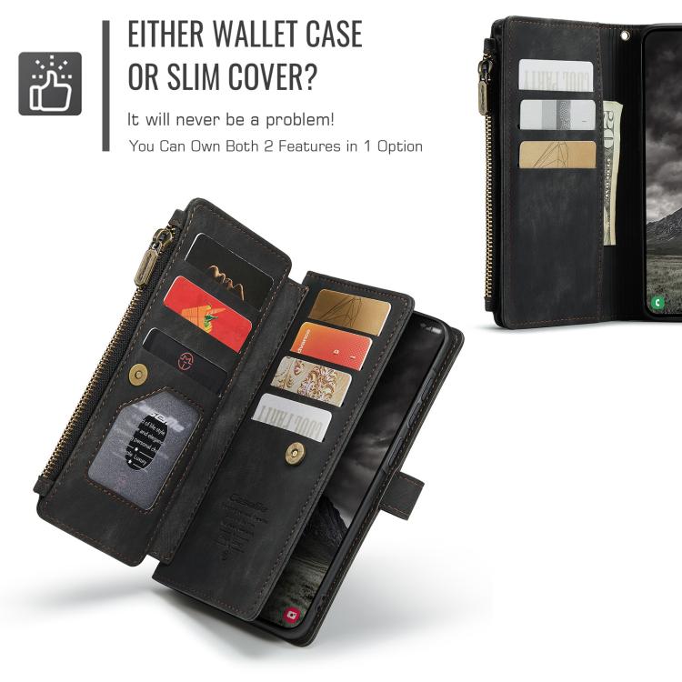 For Samsung Galaxy A57 5G CaseMe C30 Card Slots Zipper Wallet Leather Phone Case