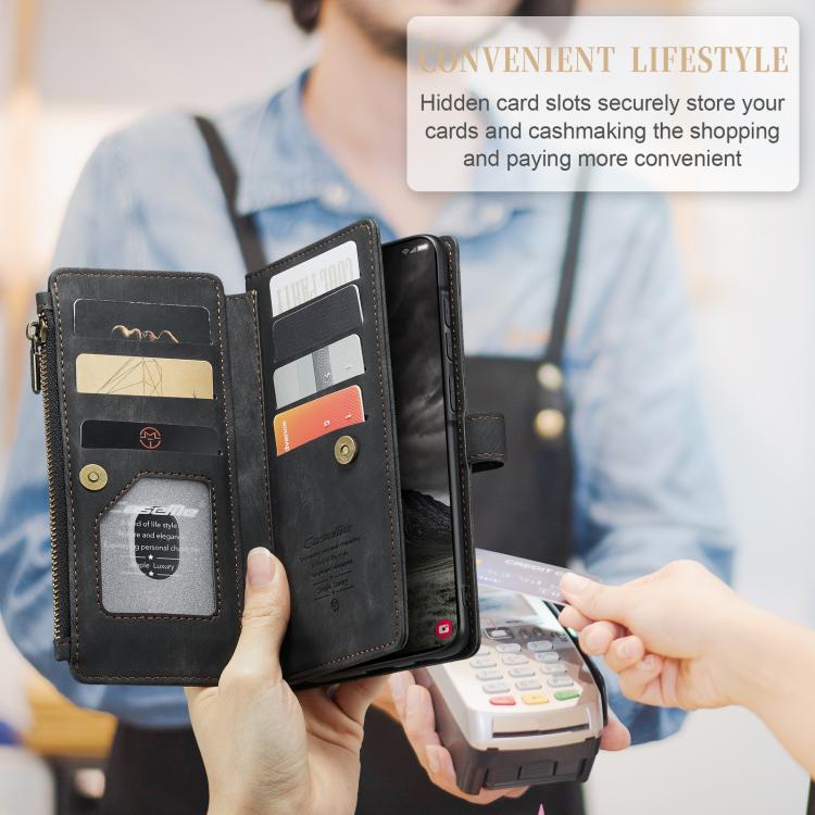 For Samsung Galaxy A57 5G CaseMe C30 Card Slots Zipper Wallet Leather Phone Case