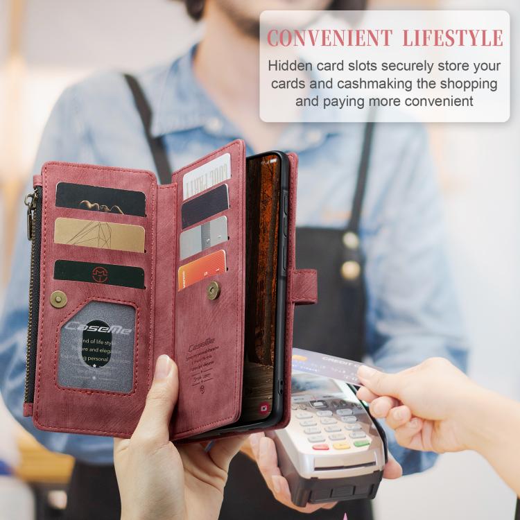 For Samsung Galaxy A57 5G CaseMe C30 Card Slots Zipper Wallet Leather Phone Case