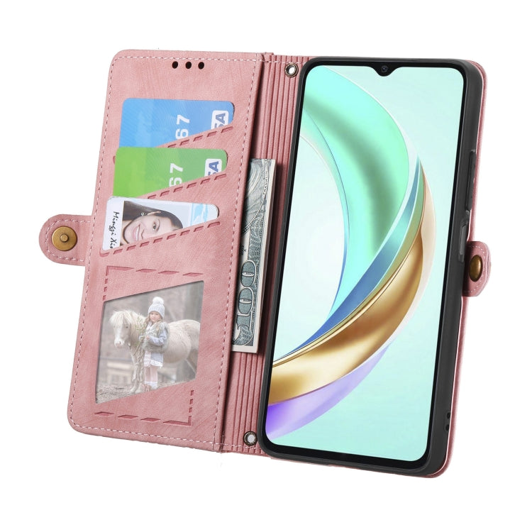 For vivo Y37 Geometric Zipper Wallet Side Buckle Leather Phone Case