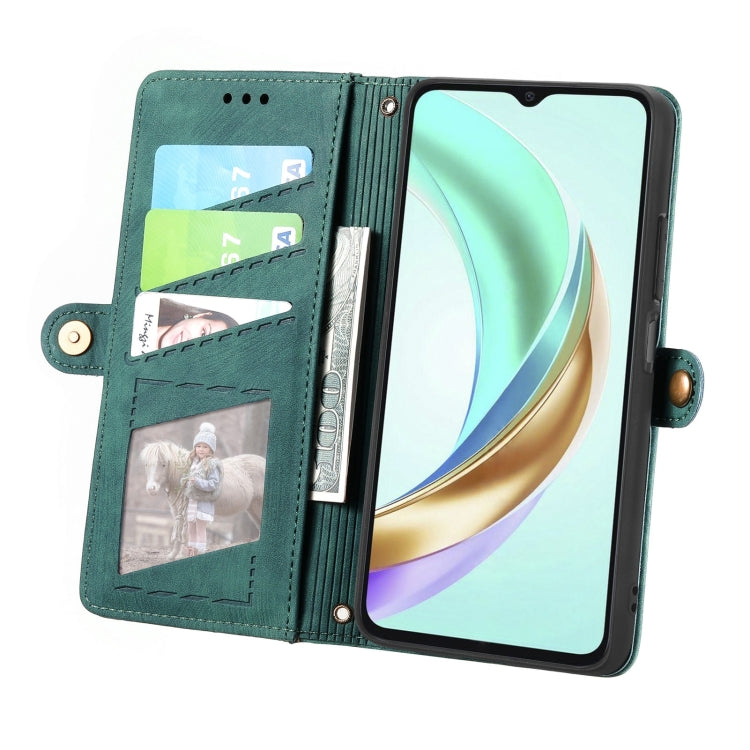 For vivo Y37 Geometric Zipper Wallet Side Buckle Leather Phone Case